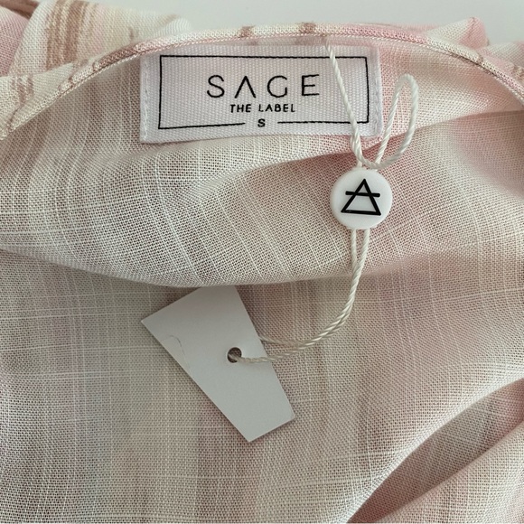 Sage the Label lightweight robe pink taupe striped attached belt semi sheer - Picture 7 of 8
